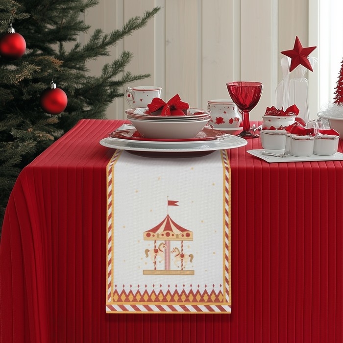 Дорожка новогодняя на стол Доляна «Парк аттракционов», сервировочная, 180×30 см Дорожка новогодняя на стол Доляна «Парк аттракционов», сервировочная, 180×30 см