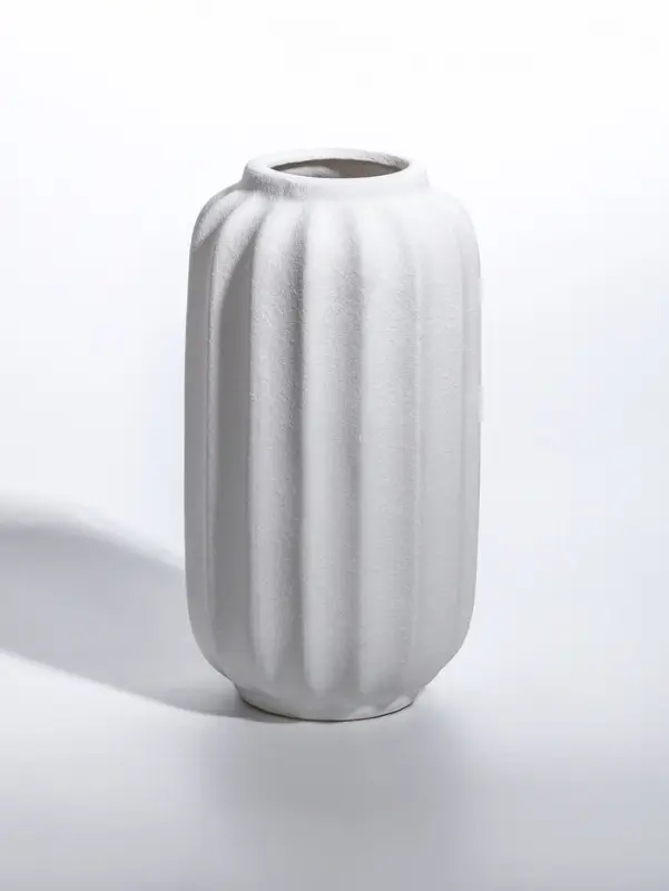 Ваза керамика настольная Ваза керамика настольная "Абиджил" бочка линии, h=24,5х12, d=7 см, белый