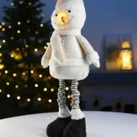 Светодиодная фигура &laquo;Снеговик&raquo; 55-84 см, текстиль, телескопические ножки, 1 LED, от батареек LR1130&times;3, свечение тёплое белое
