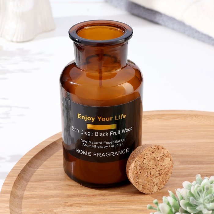 Свеча ароматическая в банке  Свеча ароматическая в банке "Черная фруктовая древесина Сан-Диего", 6х13 см