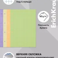 Сменный блок для тетради А5, на кольцах, 120 листов в клетку, ErichKrause, тонированный: 4 по 30 листов