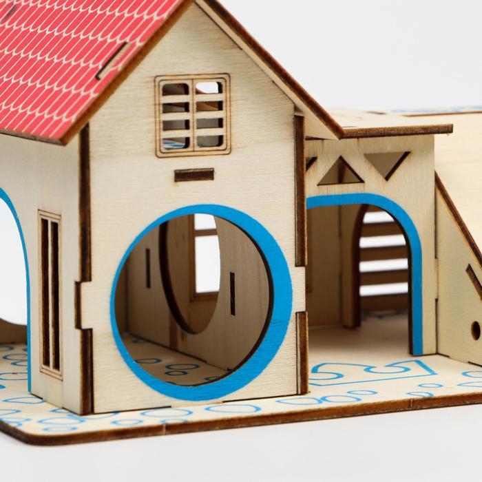 Комплекс-площадка для грызунов с 2 домиками и горкой, фанера, 19 х 14 см Комплекс-площадка для грызунов с 2 домиками и горкой, фанера, 19 х 14 см