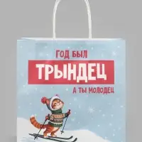 Пакет подарочный крафтовый &laquo;Пожелания&raquo;, 22&times;22&times;11 см