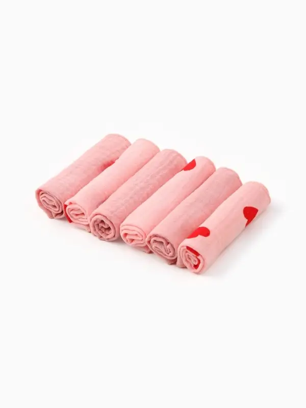 Набор платочков Крошка Я Pink Heart 20*20 см - 6 шт, муслин, 100 % хлопок