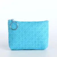Кошелёк-монетница на молнии, 12&times;2.5&times;8.5 см, ярко-голубой