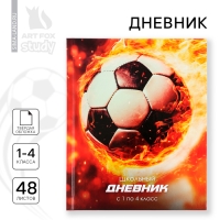 Дневник школьный 1-4 класса, в твердой обложке, 48 л «Футбольный мяч»