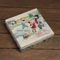 Коробка складная, крышка - дно «С Новым годом и Рождеством» 20 х 20 х 6 см