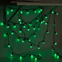 Гирлянда &laquo;Нить&raquo; 20 м с насадками &laquo;Шарики 1.5 см&raquo;, IP44, тёмная нить, 200 LED, свечение зелёное, 8 режимов, 220 В