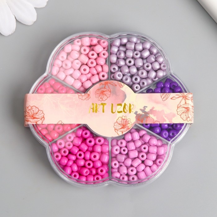 Бисер стекло 6/0 в цветке  Бисер стекло 6/0 в цветке "Закат" цветной 7 цветов х 8  гр 8,2х8,2х2 см