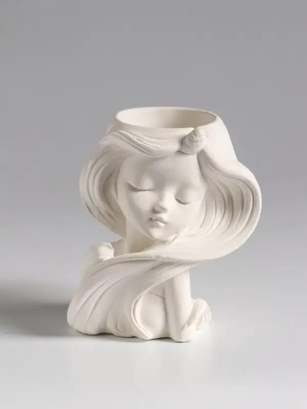 Ваза &laquo;Девушка с длинными волосами&raquo;, 6&times;8&times;9 см, гипс, белая