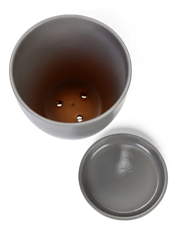 Горшок цветочный с поддоном 2,5 л, d18/h16 см серый керамика, Горшок цветочный с поддоном 2,5 л, d18/h16 см серый керамика, "Туман" (М)