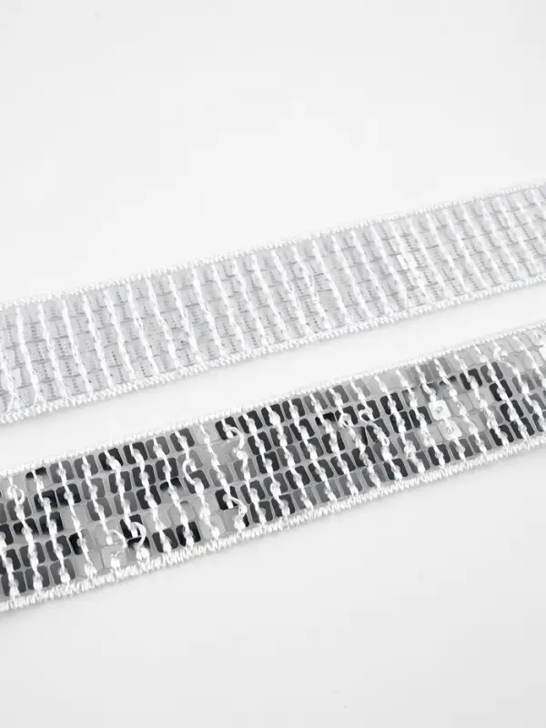 Лента декоративная с квадратными пайетками, 2.5 см, 9&plusmn;0.5 м, цвет серебряный