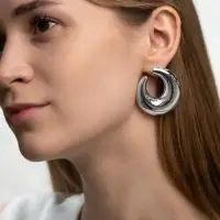 Серьги металл &laquo;Кольца&raquo;, полумесяц, цвет серебро