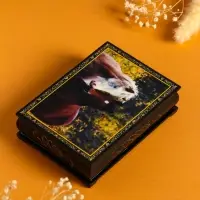 Шкатулка «Пара лошадей», 10×14 см, лаковая миниатюра Шкатулка «Пара лошадей», 10×14 см, лаковая миниатюра