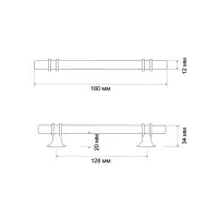 Ручка-рейлинг CAPPIO RSC003, м/о 128 мм, d=12 мм, цвет черный с золотом, 4 шт.