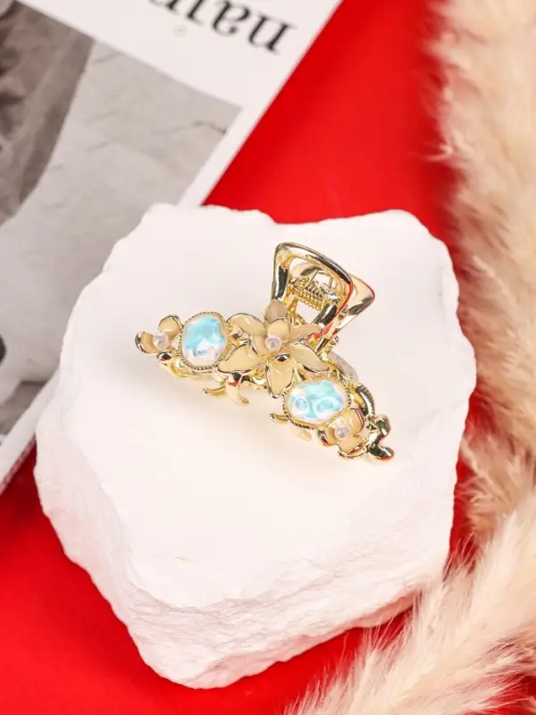 Крабик для волос &laquo;Хлоя галант&raquo;, цветы, 4 см, золотистый