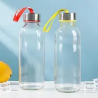 Бутылка для воды &laquo;Лидо&raquo;, 500 мл, h=22.5 см, стекло, ремешок МИКС