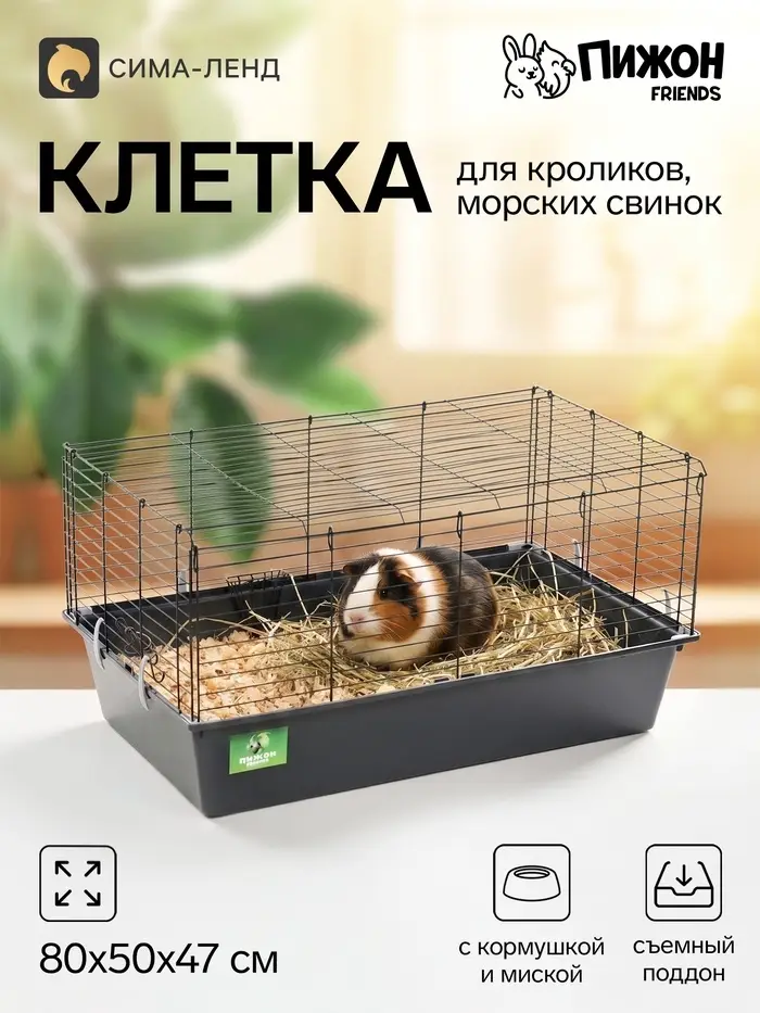 Клетка для кроликов, морских свинок &laquo;Пижон&raquo; №4 складная, 80&times;50&times;47 см, светло-серая