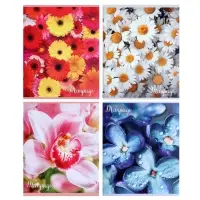 Тетрадь 96 листов в клетку &laquo;Цветы&raquo;, серые листы, МИКС