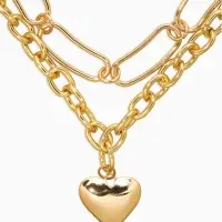 Цепь "Сердце" железо (набор 2шт) , 32/40см, цвет золото