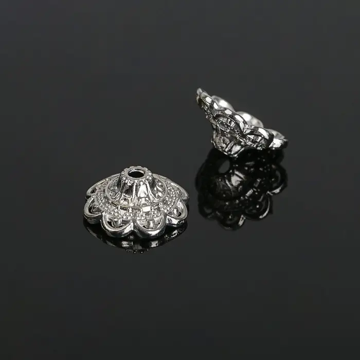 Шапочки для бусин (набор 10 шт.), 6&times;13.5 мм, цвет серебро