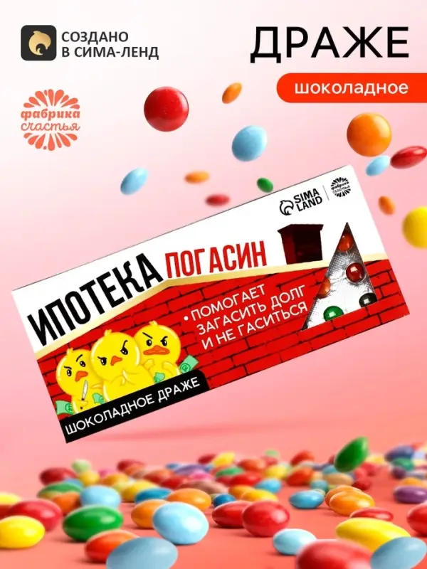Драже шоколадное &laquo;Ипотека погасин&raquo; в блистере, 13 г