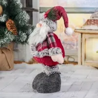 Игрушка мягкая &laquo;Дед Мороз в шубке - длинные ножки&raquo; стоит, 17&times;56 см, серо-красный
