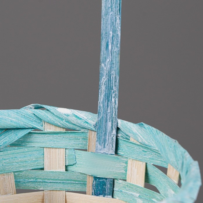 Корзина плетеная 13х9,5/28 см, бирюзовый, бамбук Корзина плетеная 13х9,5/28 см, бирюзовый, бамбук