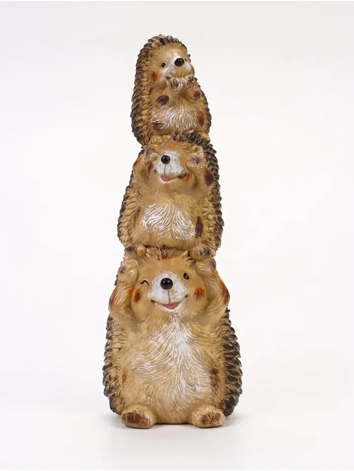 Садовая фигура из полистоуна &laquo;Трио ежей&raquo;, 11.5&times;9.5&times;30 см, Greengo
