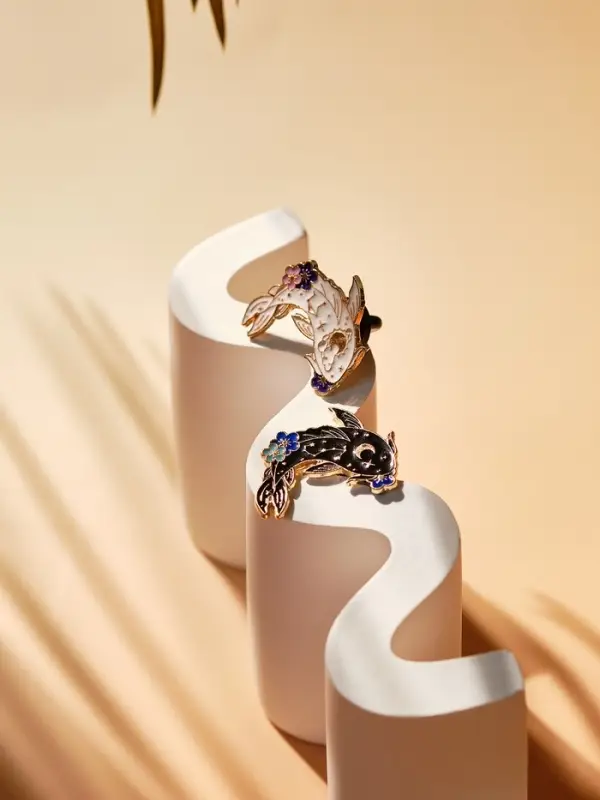 Набор значков &laquo;Япония. Карпы&raquo;, 2 шт. цветной в золоте