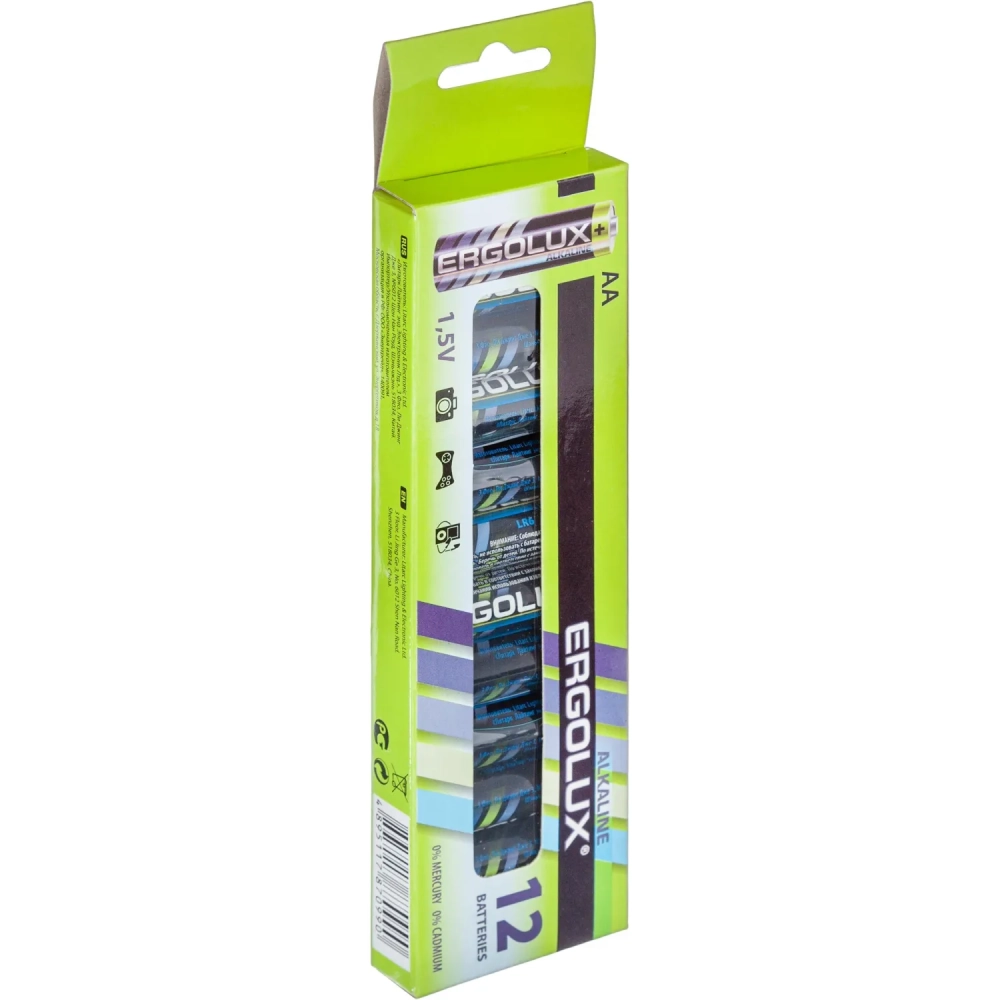 Батарейка Ergolux AA/LR 6 Alkaline BP-12 (LR 6 BP-12, 1.5В)(12 шт в уп.)