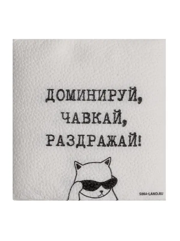 Салфетки бумажные однослойные &laquo;Доминируй, чавкай, раздражай&raquo;, 24&times;24 см, набор 100 шт.