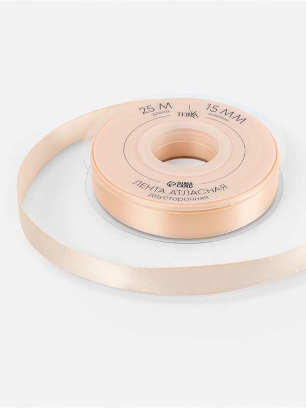 Лента атласная двухсторонняя №112 15мм*25±1м айвори TR Лента атласная двухсторонняя №112 15мм*25±1м айвори TR