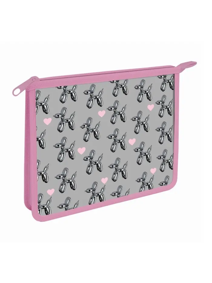 Папка д/тетрадей А5 молния сверху пластик "Bubble heart" 230*190*50