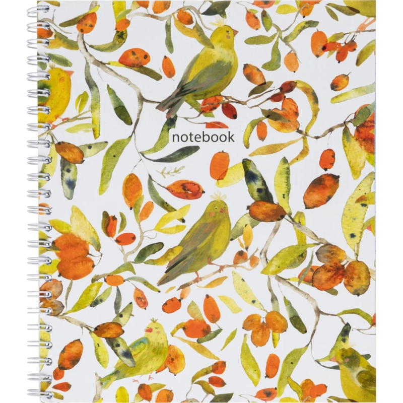 Бизнес-тетрадь Принты А5 96л, клетка, обл. мел. картон, спираль,Птицы