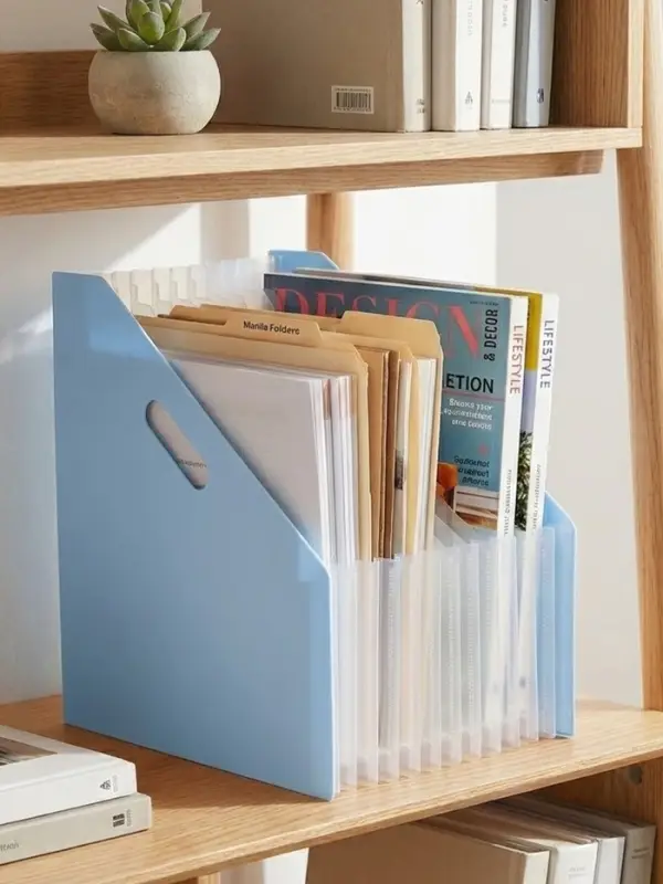 Лоток для бумаг Calligrata, А4, вертикальный, пластиковый, 12 отделений, синий