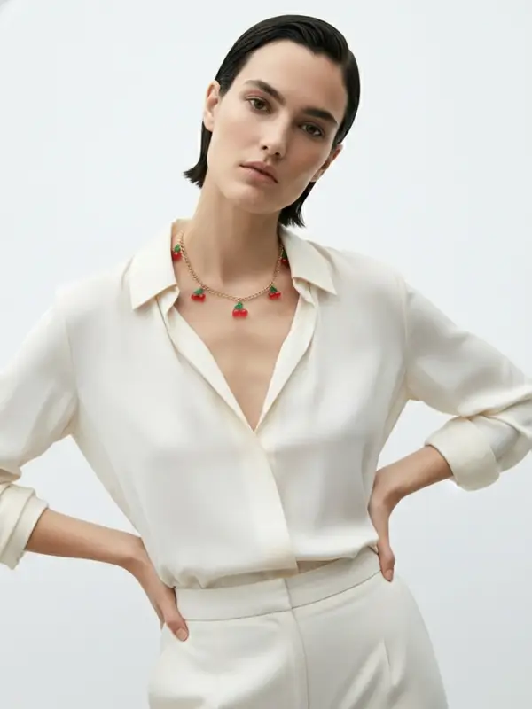 Цепь с подвесами &laquo;Вишня&raquo;, L=45 см, красный, зелёный в золоте