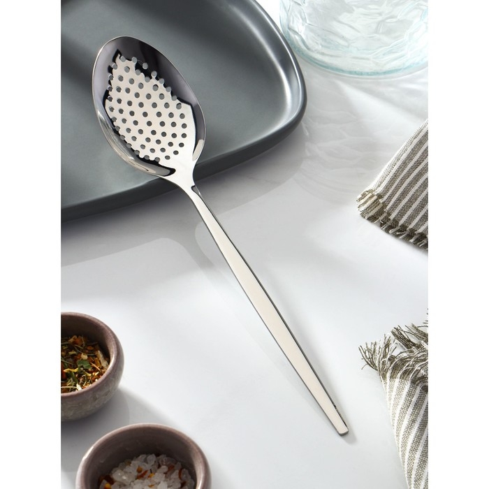 Ложка для снятия пены, 27 см, толщина 2,5 мм, цвет серебряный Ложка для снятия пены, 27 см, толщина 2,5 мм, цвет серебряный