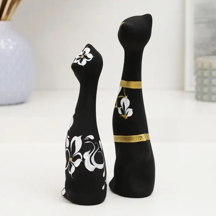 Набор фигурок керамика &laquo;Love Коты&raquo;, 2 шт., чёрные, 4&times;5&times;17.5 см