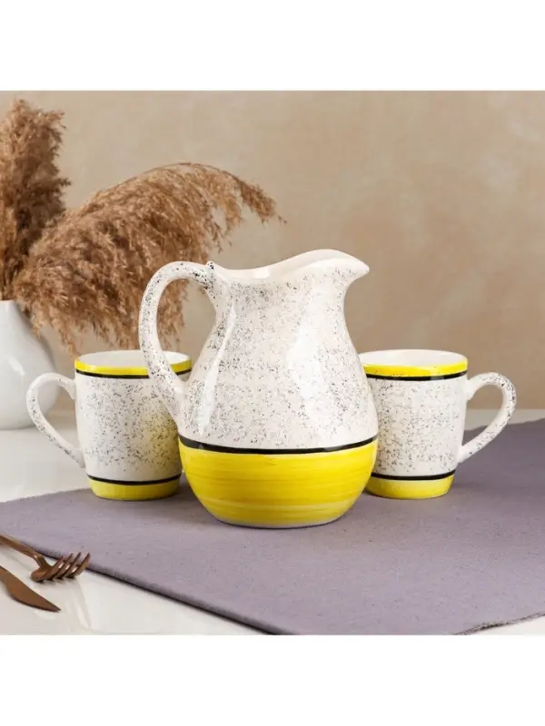 Набор посуды Керамика ручной работы &laquo;Персия&raquo;, 3 предмета: кувшин 1.5 л, кружки 350 мл, 1 сорт, жёлтый, Иран