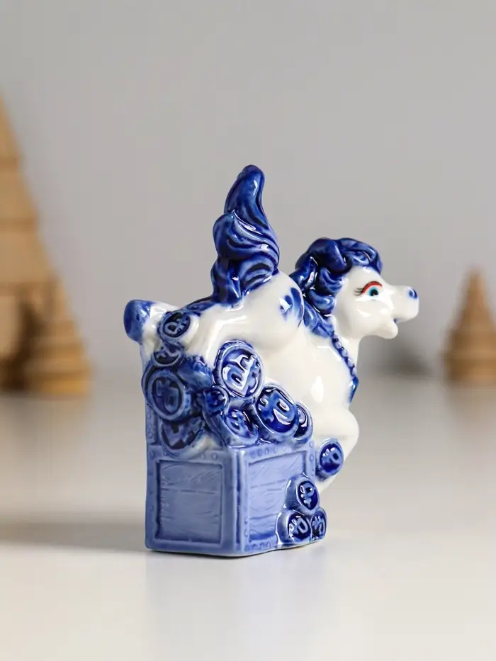 Сувенир керамика "Лошадка денежная" бело-синий МИКС 7,1х3,1х9 см