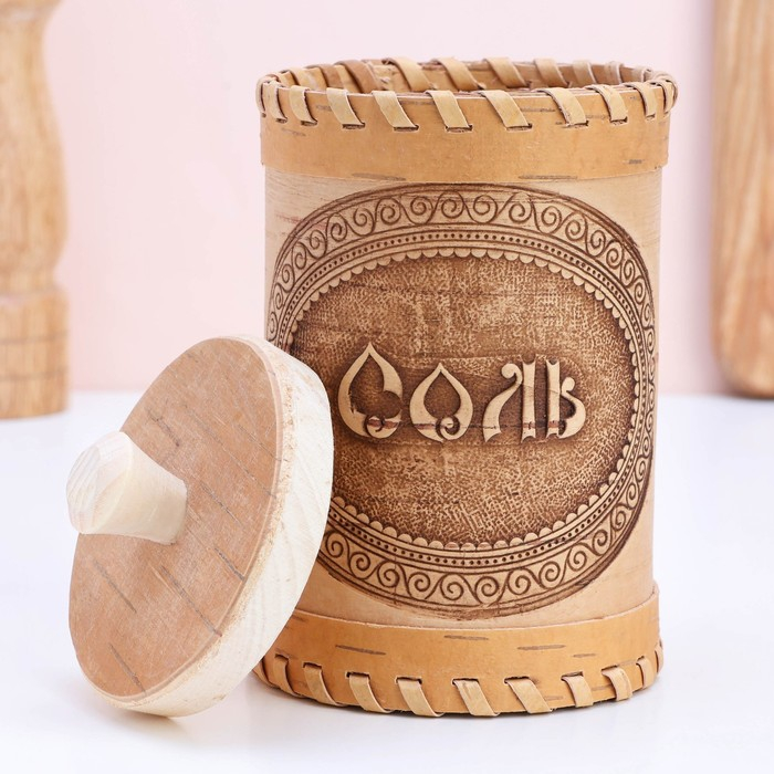 Туес «Соль», 8,5×8,5×12 см, микс, береста Туес «Соль», 8,5×8,5×12 см, микс, береста