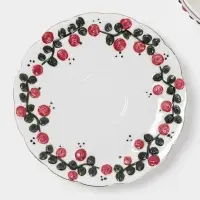 Чайная пара &laquo;Красный бутон&raquo;, 2 предмета: чашка 180 мл, блюдце d=15 см, керамика, белая