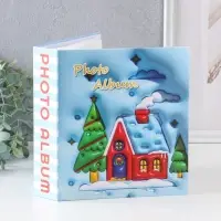 Фотоальбом на 40 фото 13х18 см "Новогодний домик" в коробке тисн.серебро 5х18х20,8 см