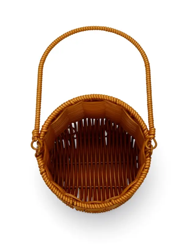 Корзина пластик 14 х 14 х 12 см, ручка17 см металл каркас коричневый