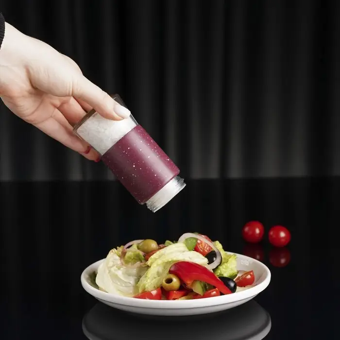 Солонка стеклянная «Стиль», 150 мл, 5,5×8 см, цвет красный мрамор Солонка стеклянная «Стиль», 150 мл, 5,5×8 см, цвет красный мрамор