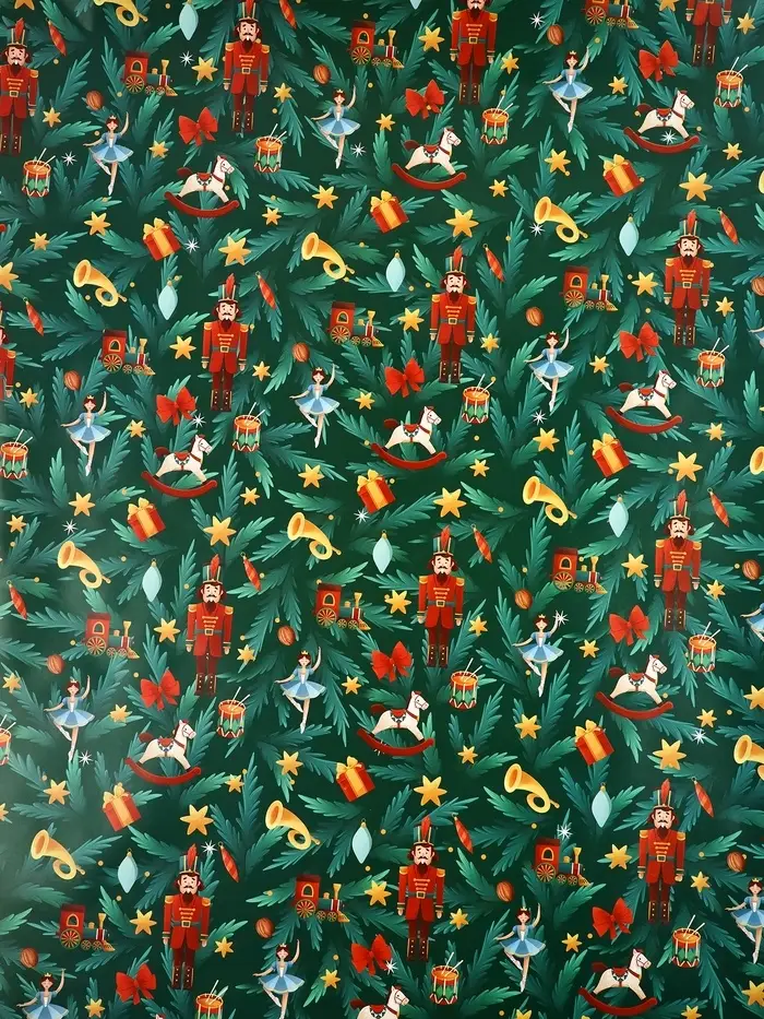 Бумага упаковочная новогодняя глянцевая &laquo;Щелкунчик&raquo;, 60&times;90 см