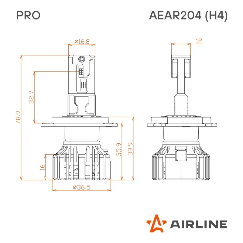 Лампа светодиод. H4 PRO, 50Вт, 9200Лм (4600Лм x 2), 6000К, 12/24В, кмпл. 2 шт.