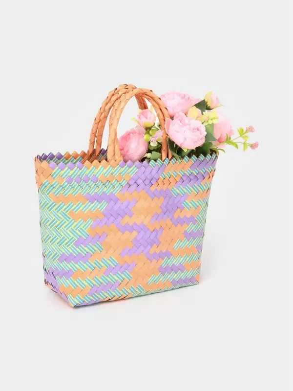 Сумка плетёная, 20&times;10&times;30 см, пластик, разноцветная