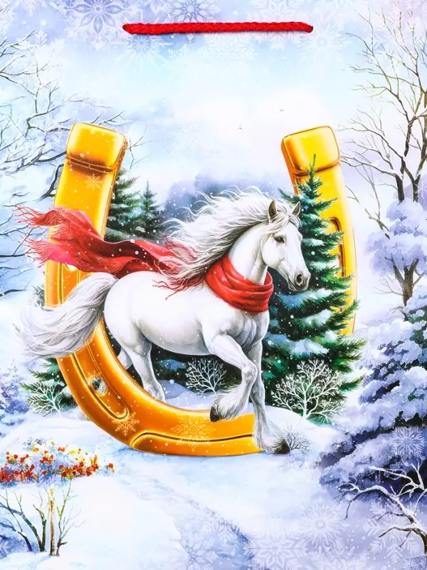 Пакет подарочный новогодний ламинированный, «Подкова» , 26×12×32 см